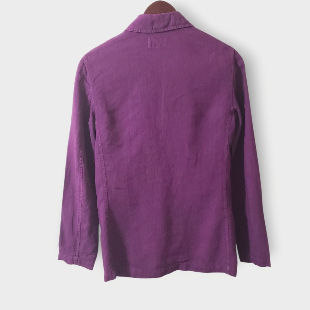 SOLDEtro Milano Purple 100% Linen Button Up Shirt Jacket Shacket Wns Sz 40 (S/4) - Picture 5 of 11